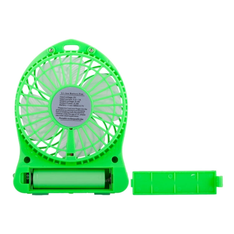 4.3 Inch Portable USB / Li-ion Battery Powered Mini Fan with Third Wind Gear Adjustment, Size: 14.8x12.4x4.5cm(Green)