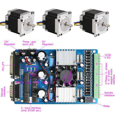 CNC Kit 3 Axis NEMA 23 Stepper Motor * 3 + TB6560 Driver Controller