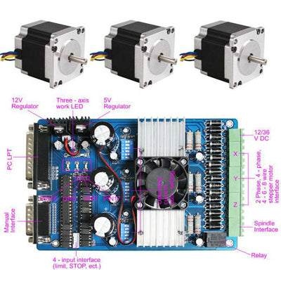 CNC Kit 3 Axis NEMA 23 Stepper Motor 76MM * 3 + TB6560 Driver Controller