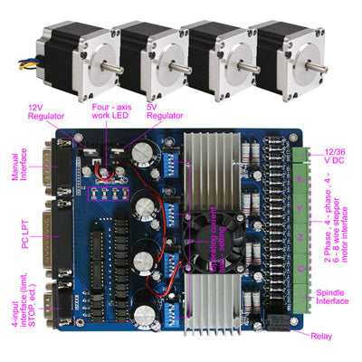 CNC Kit 4 Axis NEMA 23 Stepper Motor * 4 + TB6560 Driver Controller
