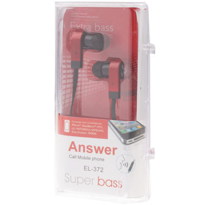 3.5mm Jack Super Bass In Ear Headphones , Cable length: 1.2m(Red)