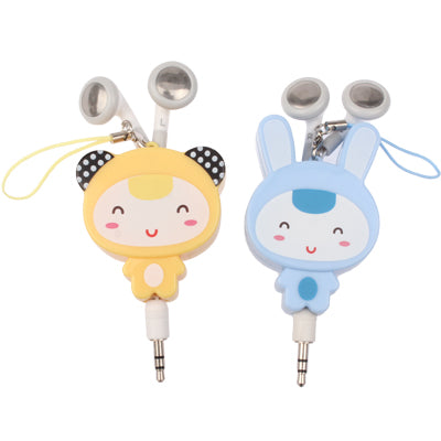 3.5mm Cartoon Pendant Retractable Cable Earphone Headphone with Clip for Mobile Cell Phone/ MP3/ MP4 Player (Random Delivery)