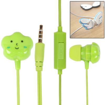 3.5mm Plug High Quality In Ear Earphone with MIC & Headphone Winder for MP3 / MP4 / iPod / iPhone, Length: 1m(Green)