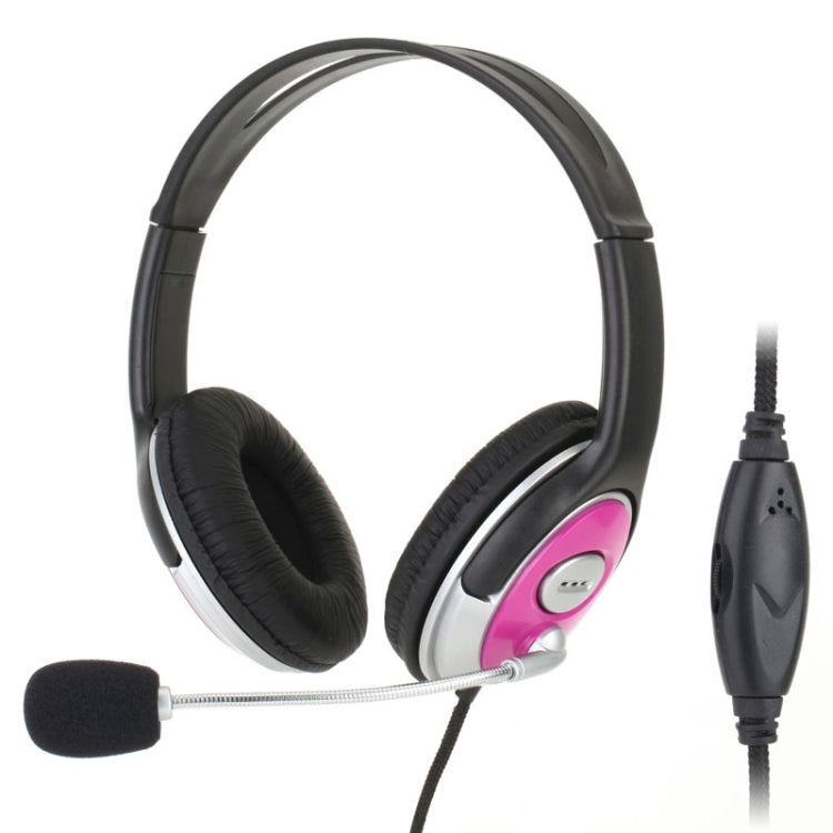 Universal Stereo Headset with Mic for Computer, Cable Length: 1.5m (Black + Magenta)