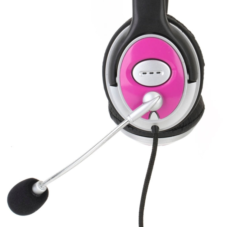 Universal Stereo Headset with Mic for Computer, Cable Length: 1.5m (Black + Magenta)