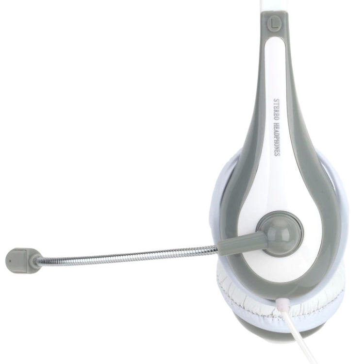Universal Stereo Headset with Mic for Computer, Cable Length: 1.5m (White + Grey)