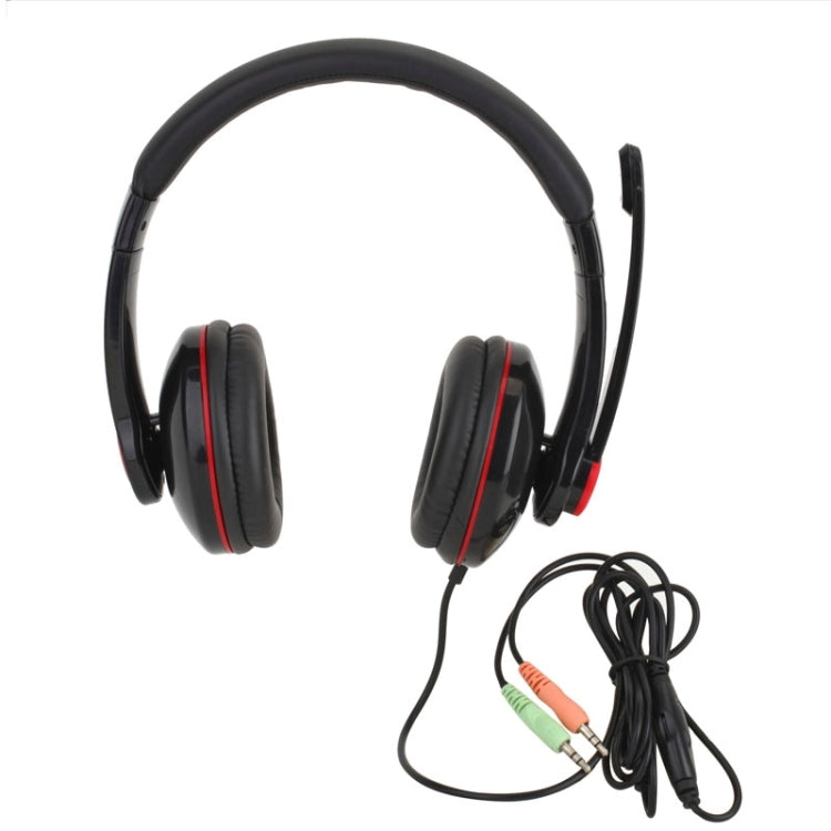 Universal Stereo Headset with Mic for Computer, Cable Length: 1.5m (Black + Red)