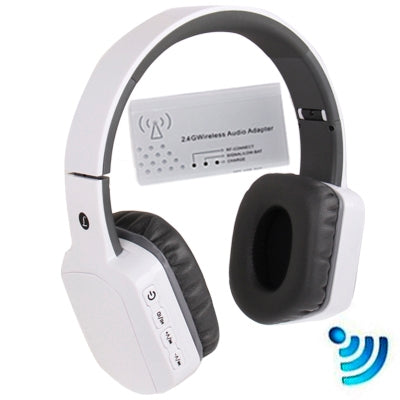 2.4G Stereo 20 Meters Wireless Digital Headphone with Microphone, built in Lithium battery(White)