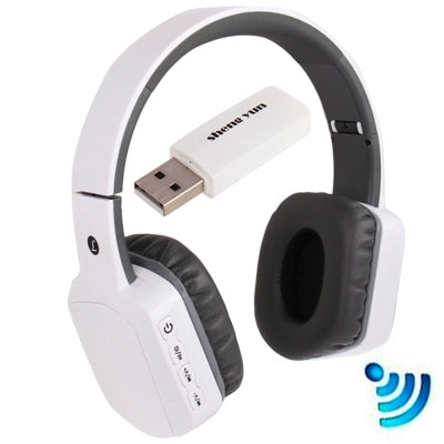 DWH280 2.4G Stereo 10 Meters Wireless Digital Headphone with Microphone, built in Lithium battery(White)