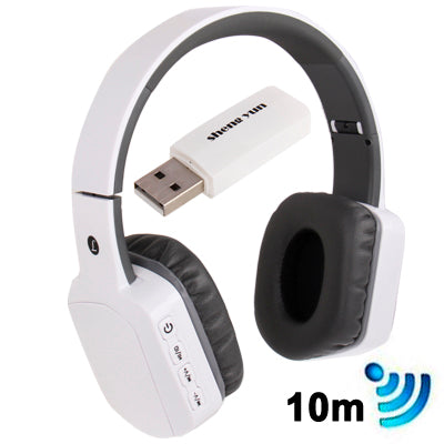 DWH280 2.4G Stereo 10 Meters Wireless Digital Headphone with Microphone, built in Lithium battery(White)