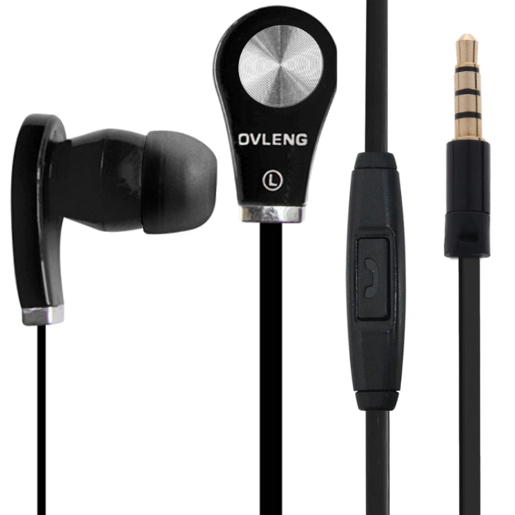 OVLENG Stereo Hands-free Earphone with Mic, Length: 1.2m, For iPhone, iPad, iPod, Samsung, HTC, Sony, Huawei, Xiaomi and other Audio Devices(Black)