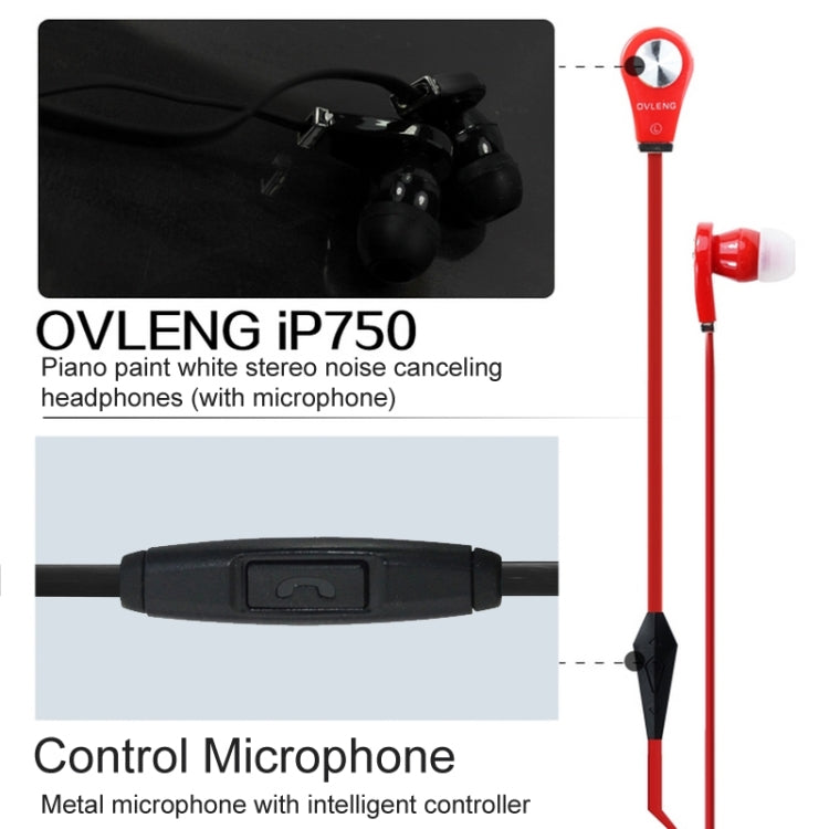 OVLENG Stereo Hands-free Earphone with Mic, Length: 1.2m, For iPhone, iPad, iPod, Samsung, HTC, Sony, Huawei, Xiaomi and other Audio Devices(Black)