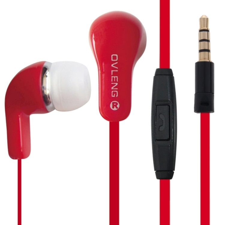 OVLENG Stereo Hands-free Earphone with Mic, Length: 1.2m, For iPhone, iPad, iPod, Samsung, HTC, Sony, Huawei, Xiaomi and other Audio Devices(Red)