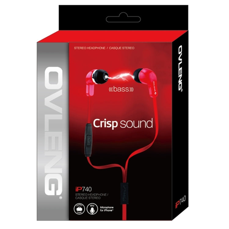 OVLENG Stereo Hands-free Earphone with Mic, Length: 1.2m, For iPhone, iPad, iPod, Samsung, HTC, Sony, Huawei, Xiaomi and other Audio Devices(Red)