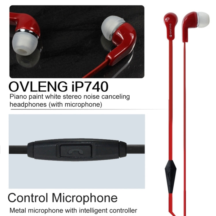 OVLENG Stereo Hands-free Earphone with Mic, Length: 1.2m, For iPhone, iPad, iPod, Samsung, HTC, Sony, Huawei, Xiaomi and other Audio Devices(Red)