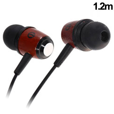 CK-W1000 3.5mm Jack Wooden-shaped In-ear Stereo Earphone for MP3 / MP4, Cable Length: 1.2m(Black)