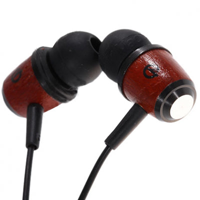CK-W1000 3.5mm Jack Wooden-shaped In-ear Stereo Earphone for MP3 / MP4, Cable Length: 1.2m(Black)
