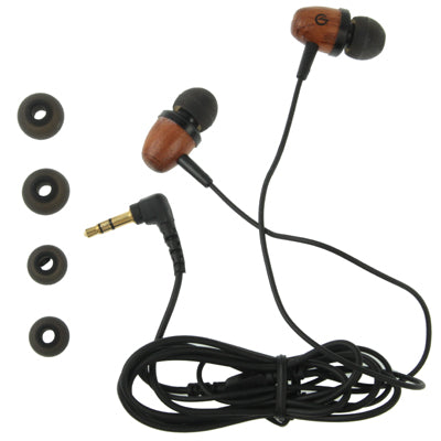 CK-W1000 3.5mm Jack Wooden-shaped In-ear Stereo Earphone for MP3 / MP4, Cable Length: 1.2m(Black)