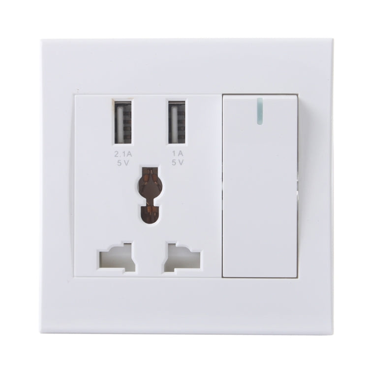 5V (1A + 2.1A) Dual USB Universal Wall Power Socket with Power Switch, UK / EU / AU / US Plug