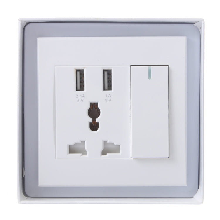 5V (1A + 2.1A) Dual USB Universal Wall Power Socket with Power Switch, UK / EU / AU / US Plug