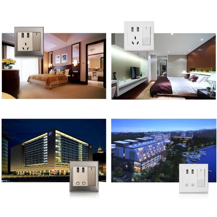 RNAI DC 5.0V / 1~2.1A Dual USB Charging Wall Socket with Power Switch (UK / EU / AU / US Plug)