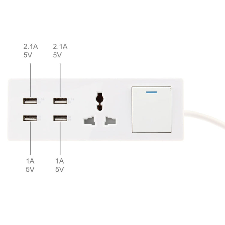 RNAI 4.2A 4HUB USB Output Super Power Wall Travel Charger, Cable Length: 1.6m (UK Plug)