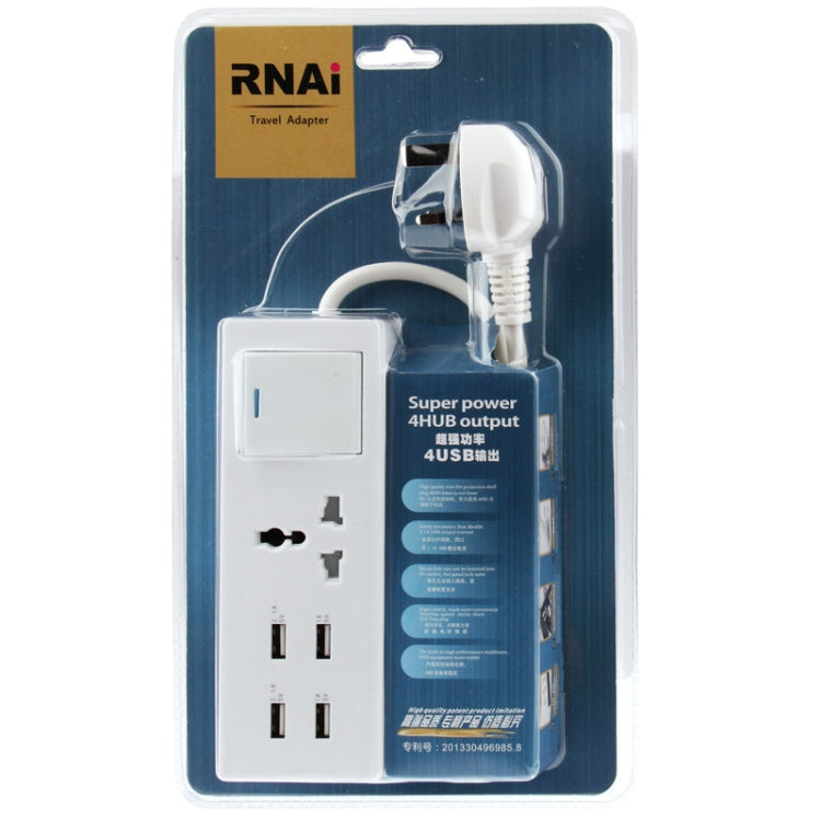 RNAI 4.2A 4HUB USB Output Super Power Wall Travel Charger, Cable Length: 1.6m (UK Plug)