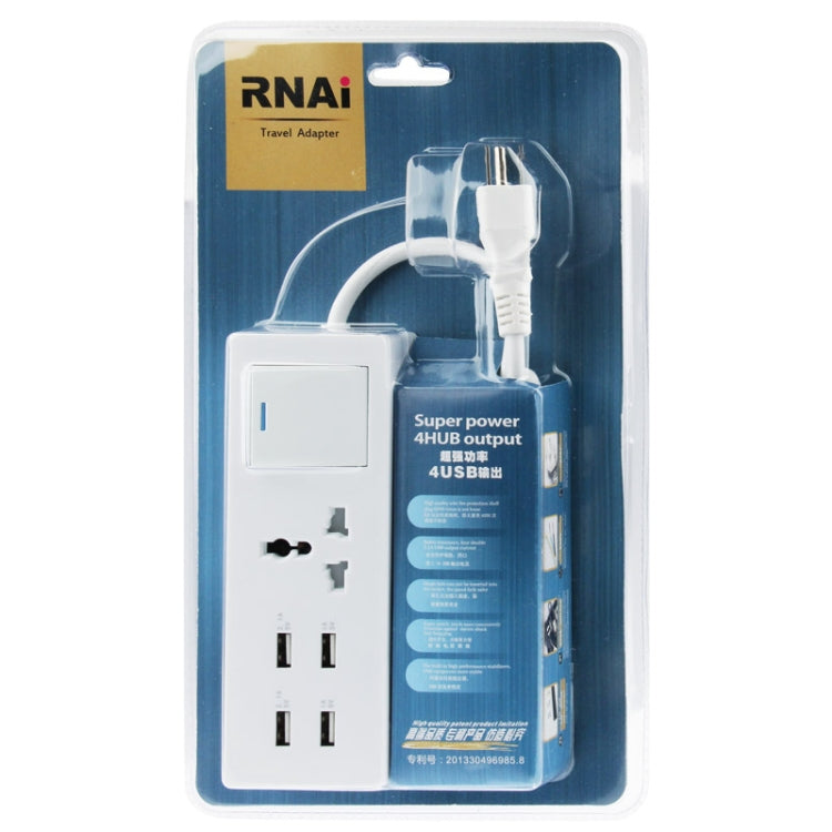 RNAI 4.2A 4HUB USB Output Super Power Wall Travel Charger, Cable Length: 1.6m (US Plug)
