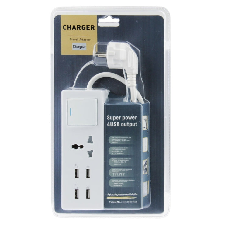RNAI 4.2A 4HUB USB Output Super Power Wall Travel Charger, Cable Length: 1.6m (EU Plug)