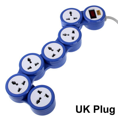 7 Rotating Outlets Power Extension Socket with Switch, Cable Length: 2m, UK Plug