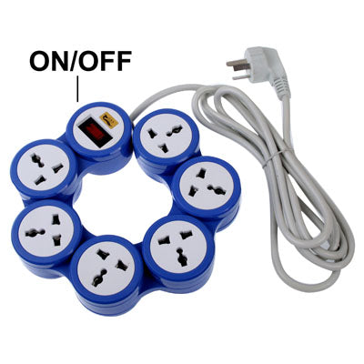 7 Rotating Outlets Power Extension Socket with Switch, Cable Length: 2m, UK Plug