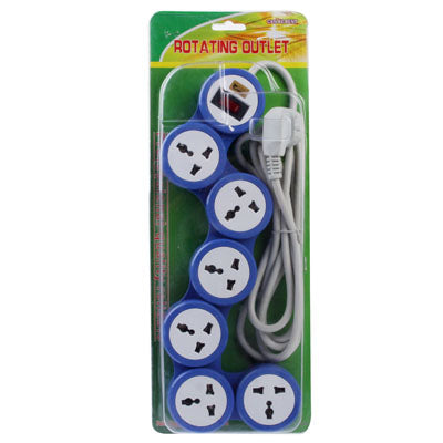 7 Rotating Outlets Power Extension Socket with Switch, Cable Length: 2m, UK Plug