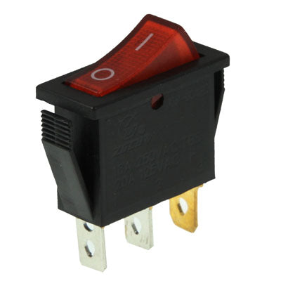 Rocker Switch 3 Pin ON / OFF 16A 250V AC / 20A 125V AC, Suitable for 10mm x 30mm Interface