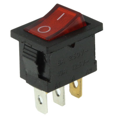Rocker Switch 3 Pin ON / OFF 6A 250V AC / 10A 125V AC(Red)