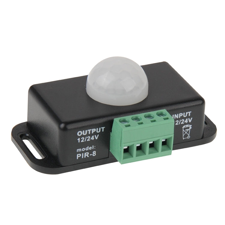 PIR-8 DC 12V-24V 6A Infrared PIR Motion Sensor Switch, Detection Range: 8m(Black)