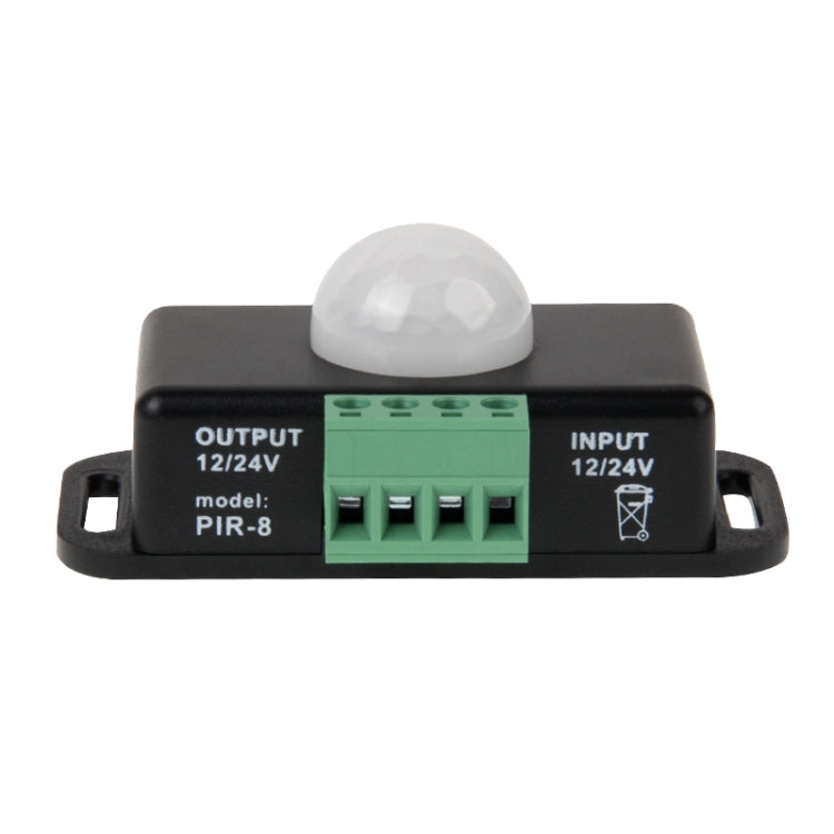 PIR-8 DC 12V-24V 6A Infrared PIR Motion Sensor Switch, Detection Range: 8m(Black)