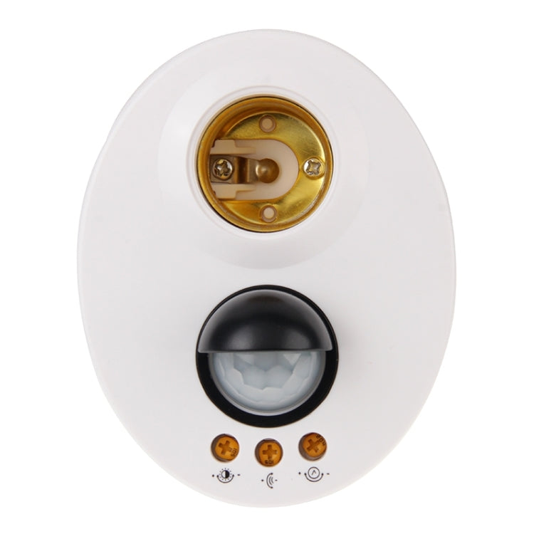 JL-023 Ceiling Infrared Sensor Lamp Holder E27 Screw Corridor Smart Delay Adjustable Sensor Switch, Detection Range: 2-12m(White)