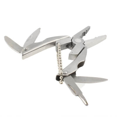 Portable Powerful Plier Multi Function Tools Keychain(Silver)
