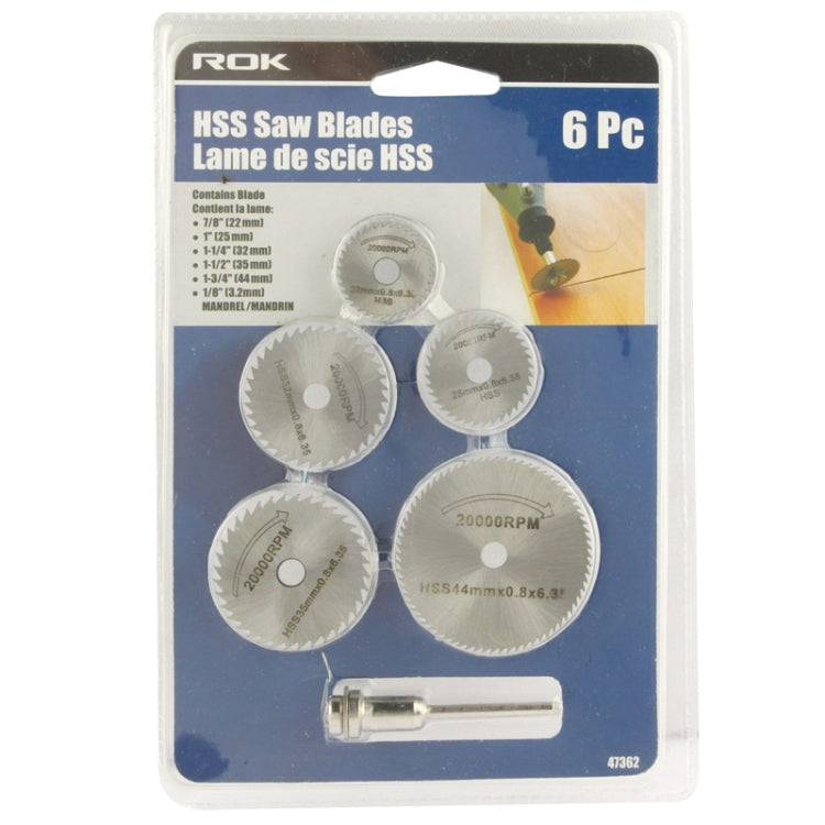 6pc HSS Saw Blades Lame De Scie HSS (7/8 inch, 1inch, 1-1/4inch, 1-1/2inch, 1-3/4inch, 1/8inch)