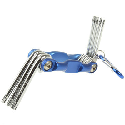 7 Pieces CRV Metric Folding Hex Key with Snap Hook
