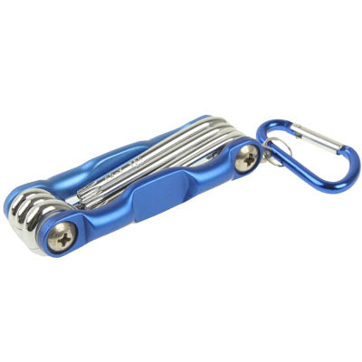 7 Pieces CRV Metric Folding Hex Key with Snap Hook
