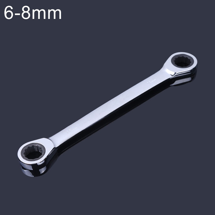 6-8mm Professional Double-head Ratchet Wrench, Length: 11.6cm(Silver)