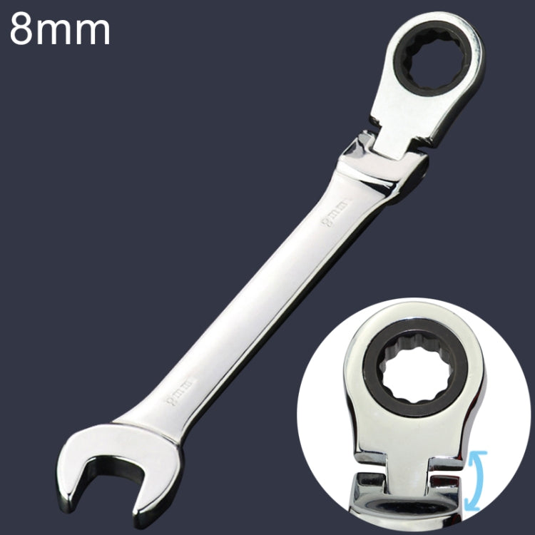 8mm Dual-use Opening Plum Ratcheting Angled Wrench , Length: 13.8cm(Silver)