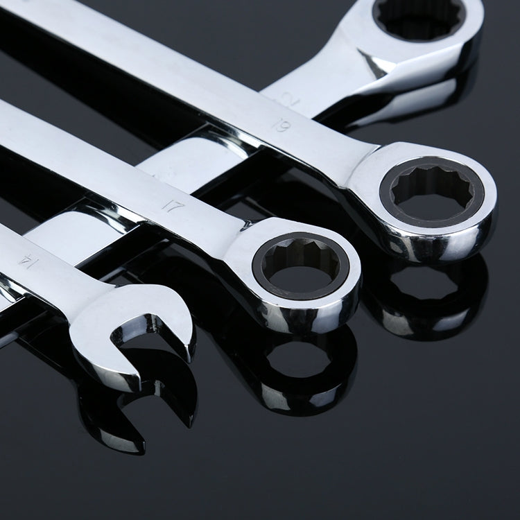 10mm Dual-use Opening Plum Ratcheting Wrench, Length: 16cm(Silver)