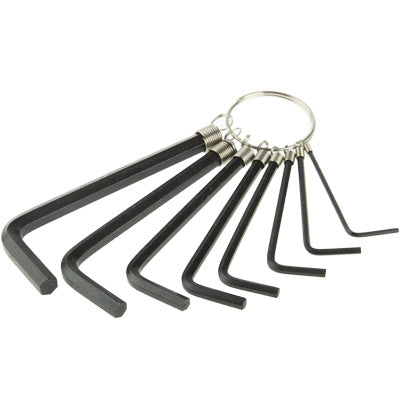 8 x Standard Flat Point Hex Key Ring Set
