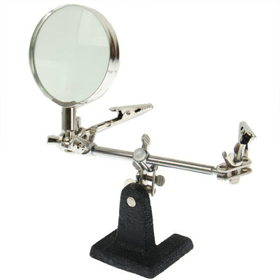 Helping Hand Magnifier, Hand Soldering Iron Stand Helping 2x Optical Magnifying Solder Tool(Silver)