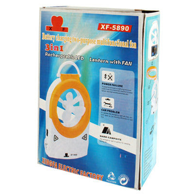 XF-5890 Mini 2 in 1 Ultra-low Power & Strong Wind Electric Table Fan with Switch and 2-mode LED Lights(Blue)