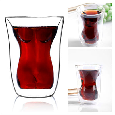 Fashion Novelty Double Deck Sexy Girl Drinking Glass Cup