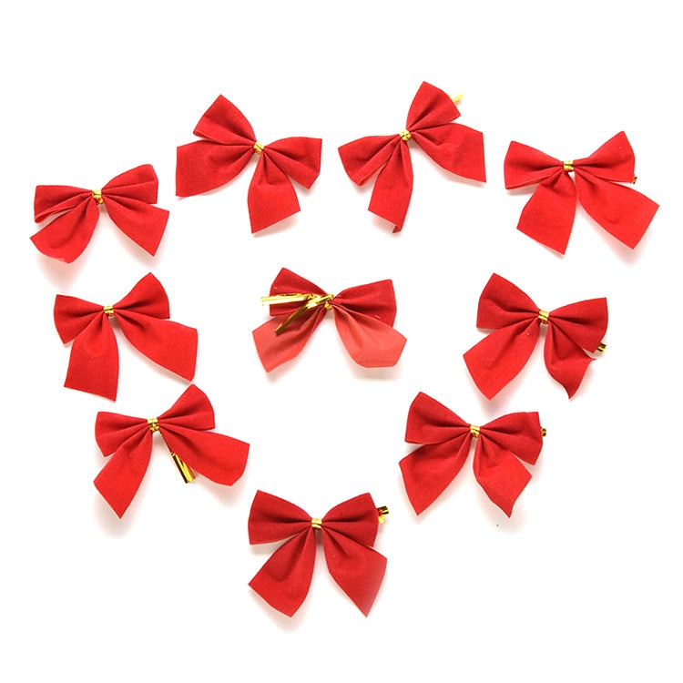 12 PCS Christmas Decoration Ornaments Bowknot Back Golden Twist Tie, Height: 6cm (12pcs in one packaging, the price is for 12pcs)(Red)