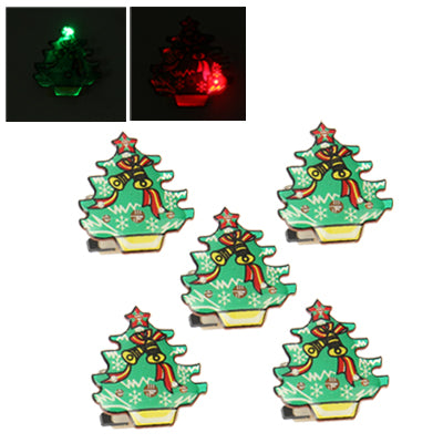 5pcs Flash LED Brooch Luminous Badge Christmas Ornaments Gift Christmas Tree Duffel Bag Brooch(Green)